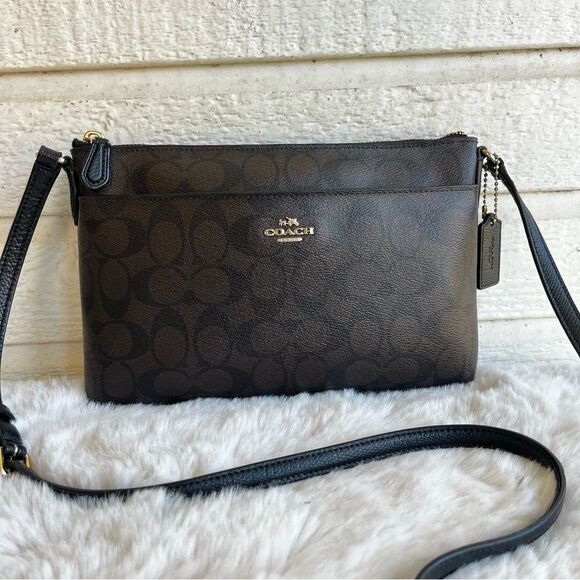 COACH Kip Signature Jacquard East West Crossbody Handbag Shoulder Bag - Picture 1 of 10